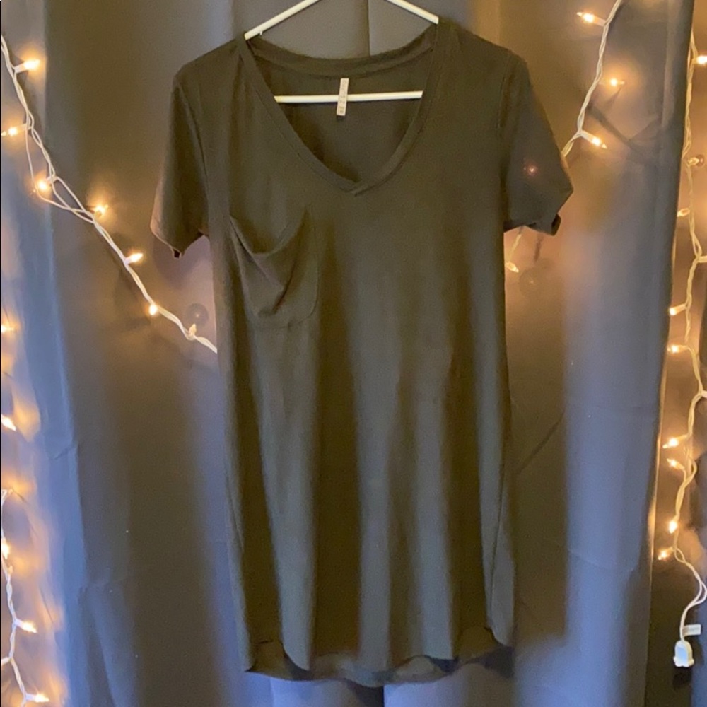 Green faux suede T-shirt dress